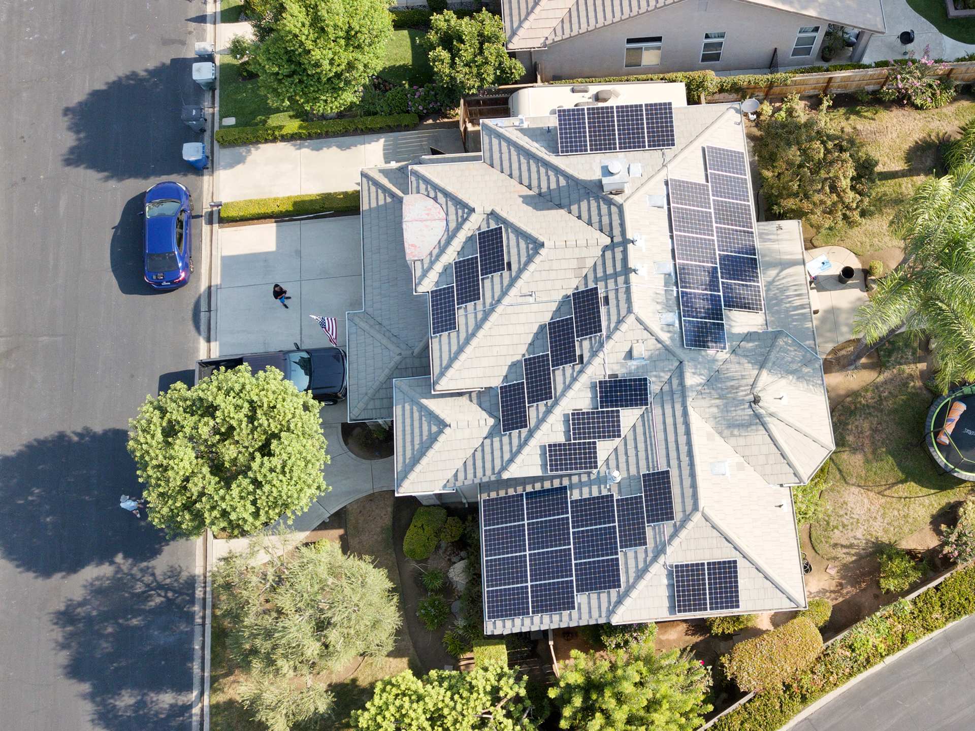 Arial View Of Residential Solar Install