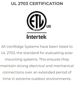 Iron Ridge UL Certification