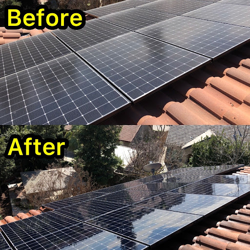 before and after Solar Panel cleaning