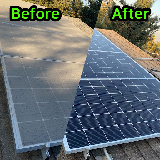 extreme difference before and after solar panel cleaning
