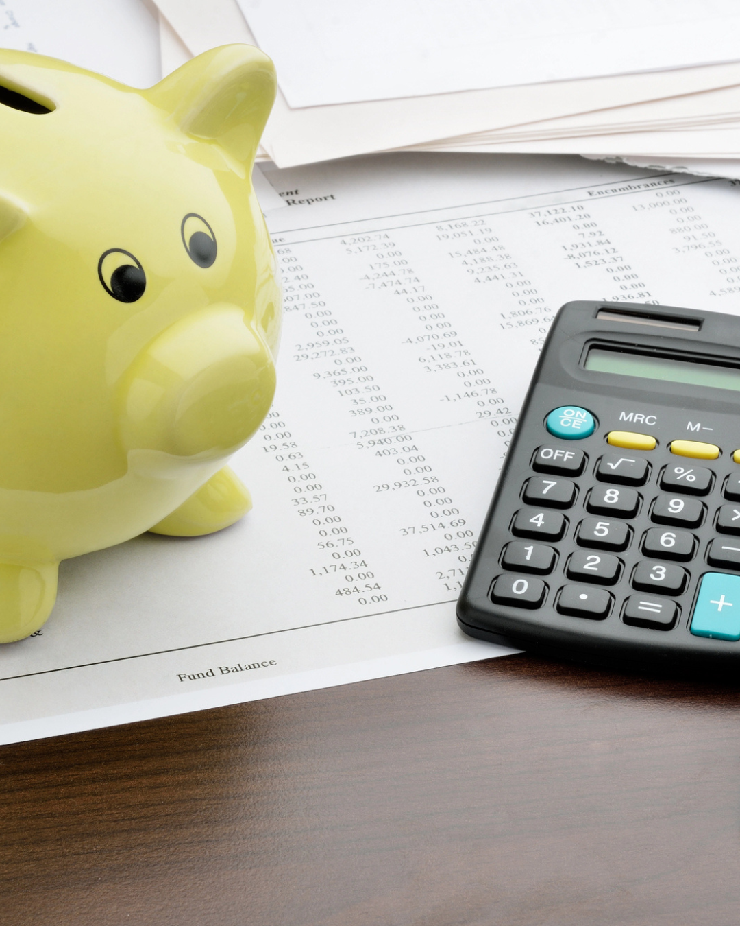 piggy bank and calculator