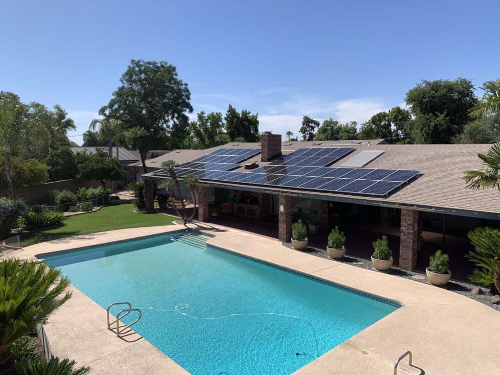back yard pool and solar panels on roof back yard pool and solar panels on roof
